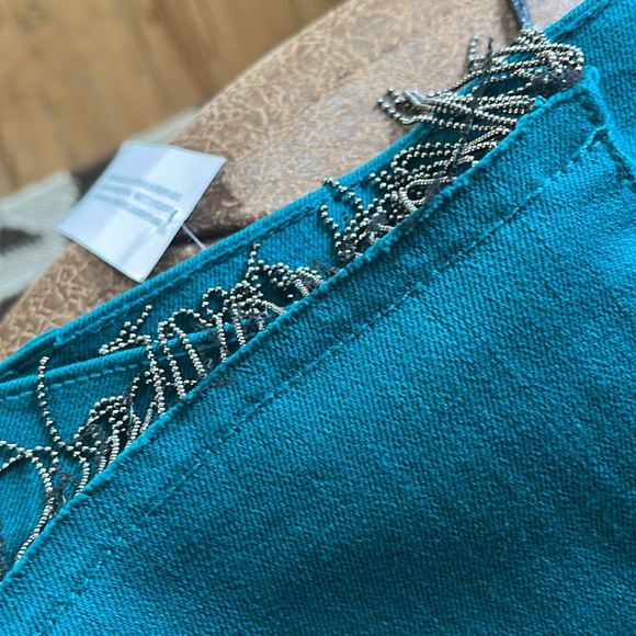 Diane Gilman DG2 Embellished Side Studded Fringe Hem Teal Jeans High Waist 16T - Picture 13 of 13